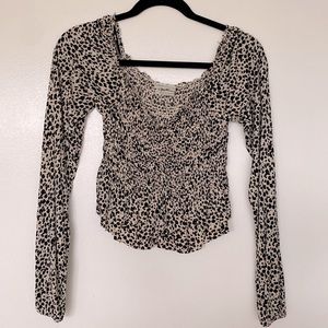 Urban Outfitters peplum, long sleeve, leopard top